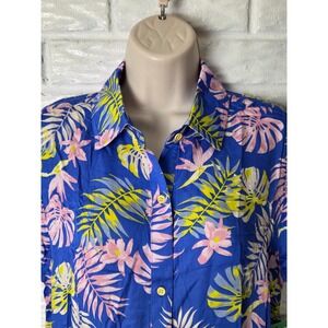Women's size Medium TIPSY ELVES button up Hawaiian shirt Palm Princess MSRP $39